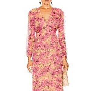 Joie Kaz Long Sleeve Midi Dress in Multi Sandstorm Size Small